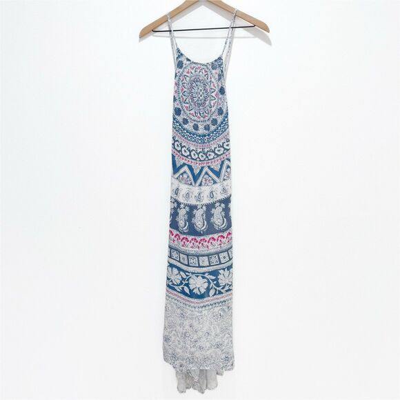 Billabong‎ Dress Womens Large Blue White Boho Beachy Tropical Coastal Breathable - Picture 1 of 16